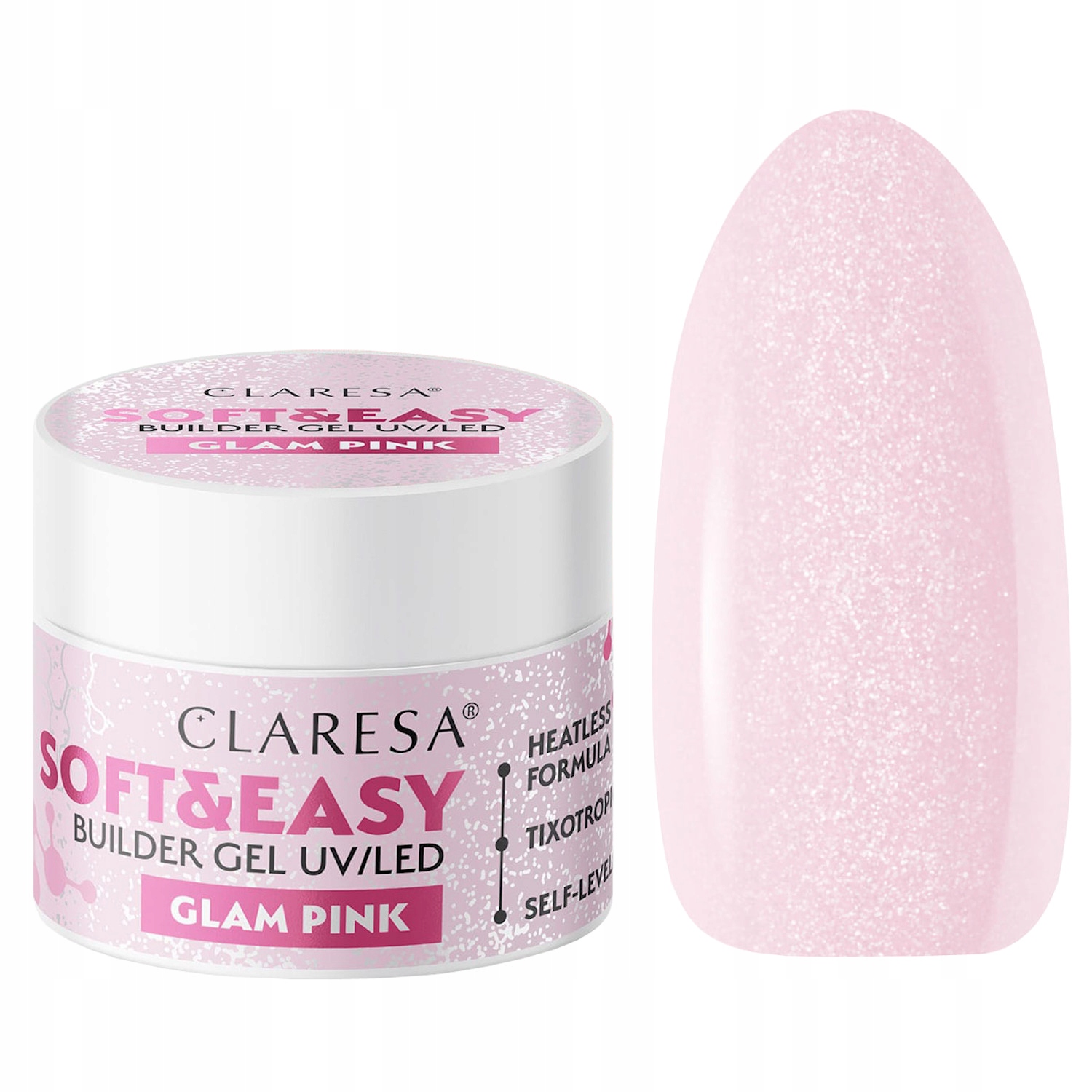 CLARESA Soft & Easy 12g ŻEL BUDUJĄCY DO PAZNOKCI SAMOPOZIOMUJĄCY Glam Pink