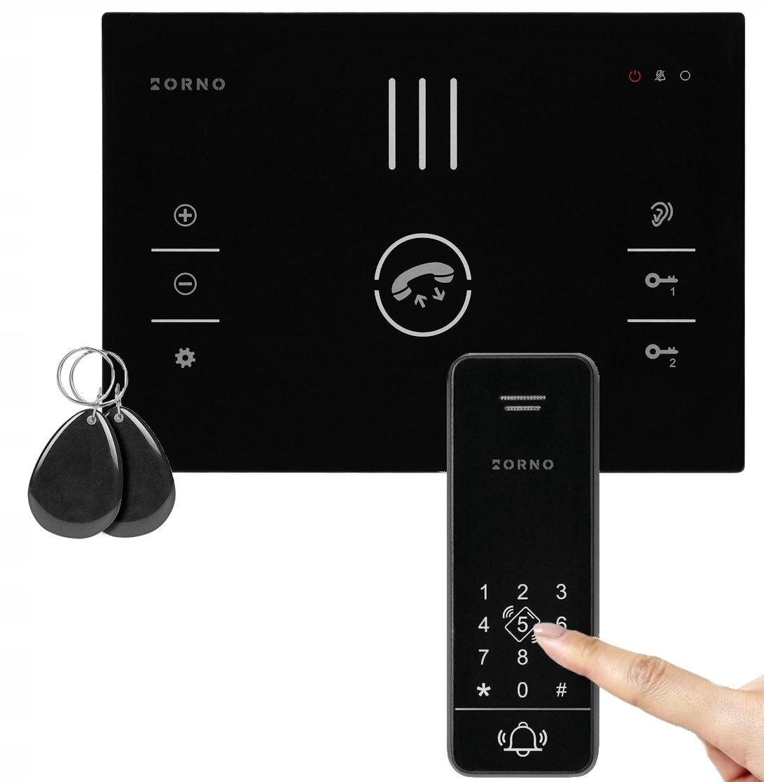 Jednorodinný bezslúchadlový domofon 2-žilový Rfid šifrovač Kľúčenka Čierna