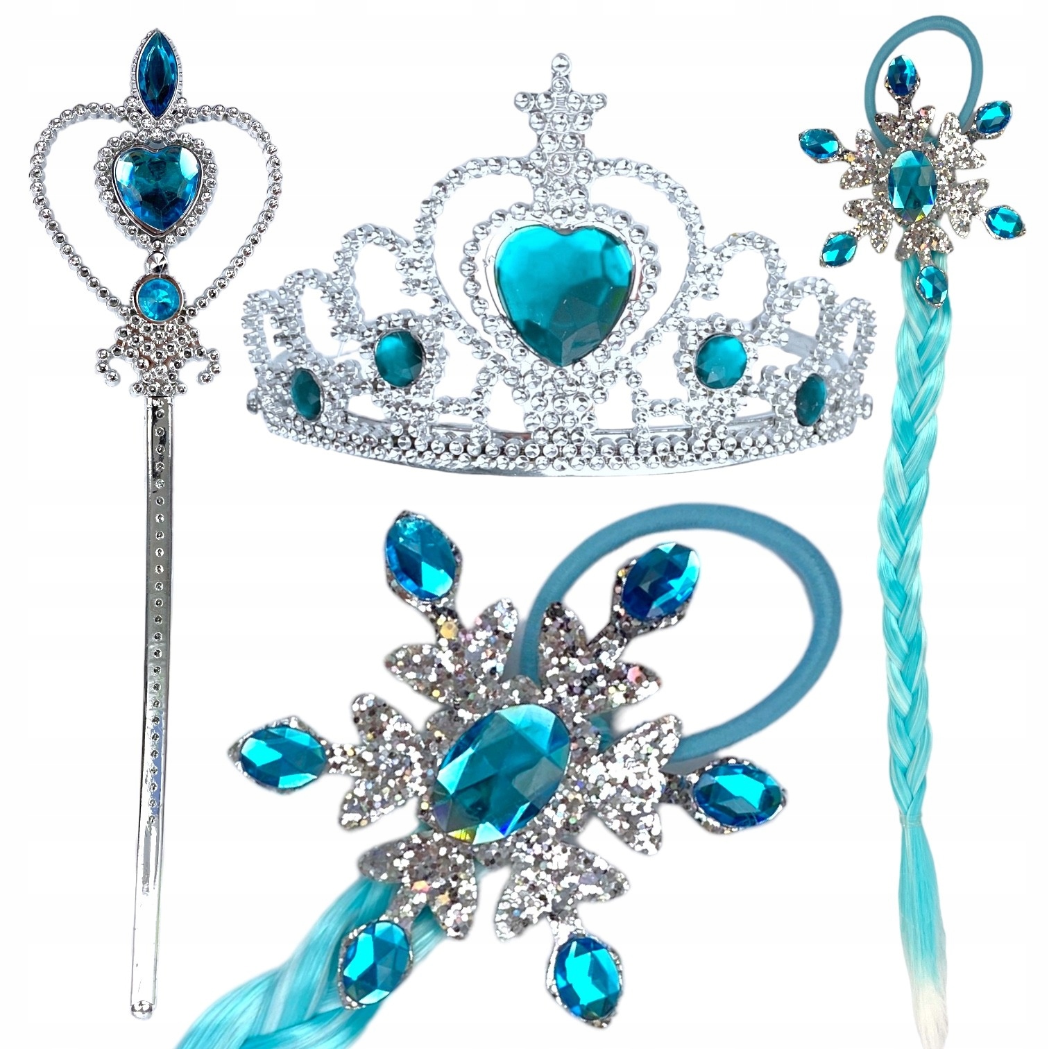 ZESTAW BERŁO KORONA WARKOCZ ombre KOPCIUSZEK CINDERELA KSIĘŻNICZKA ELSA