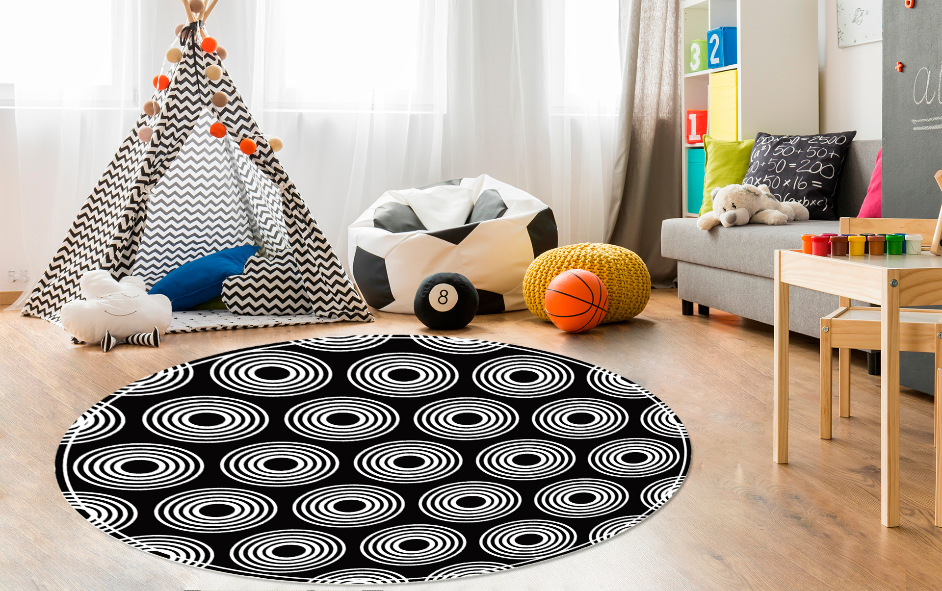 PODKŁADKA POD FOTEL okrągła 100cm ABSTRAKCJA WZÓR Marka matoMAT