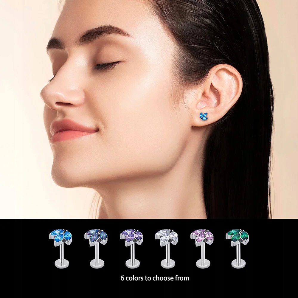 G23-pendientes de titanio con rosca para mujer, aretes de labio, PIERC, 3 Płeć kobieta