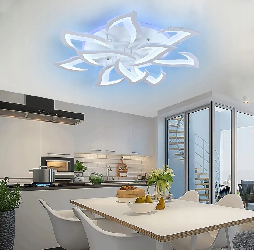 LAMPA SUFITOWA PLAFON KWIAT LOTOSU 10 PŁATKÓW LED KOLORY RGB + APP + PILOT Kolekcja Płatki