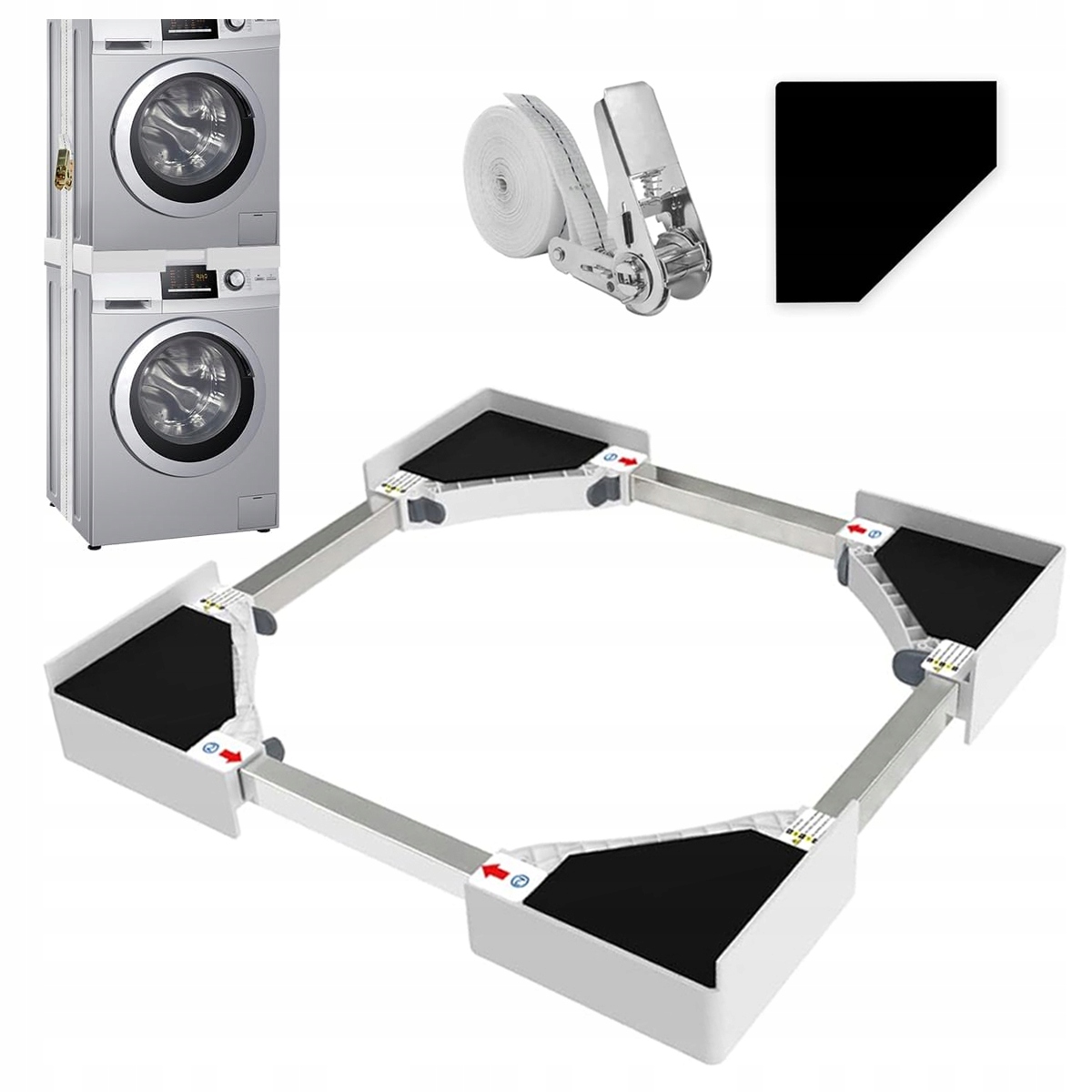 Łącznik Pralki Suszarki Uniwersalny Szerokość 46-72cm Antywibracyjna +pas