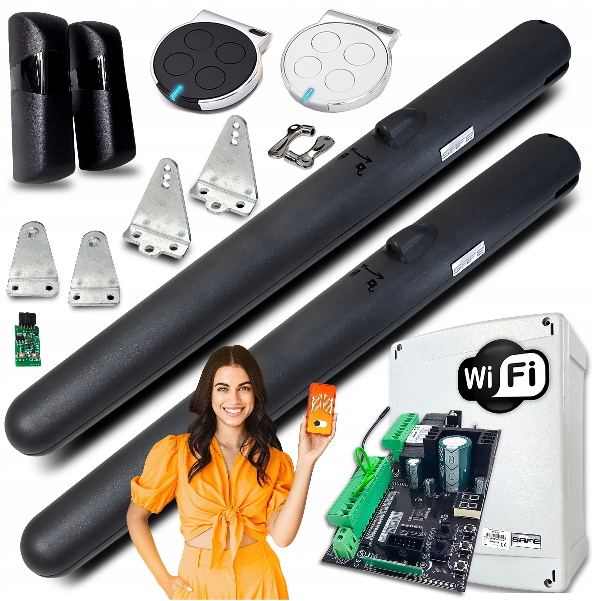 Pohon Pro Dvoukřídlovou Bránu Automat ovladače sada pohonu 5 m Wifi Tuya