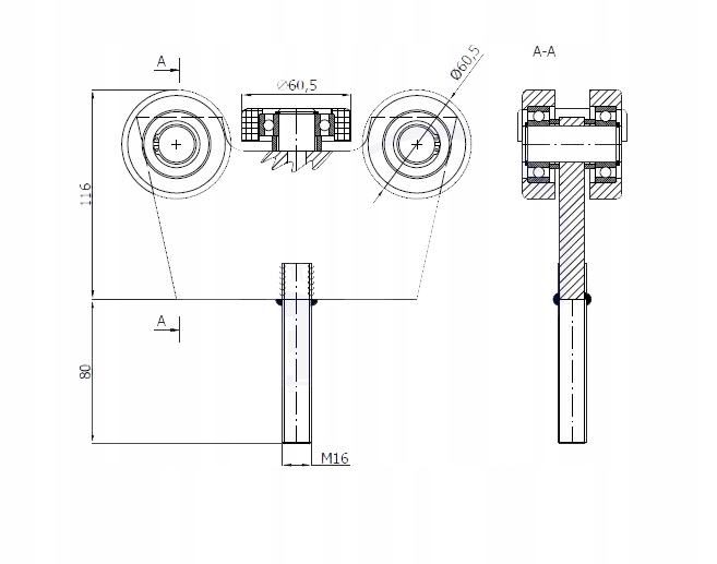ROLKA do BRAMY DRZWI PODWIESZANEJ profil 70x70x4 + gadżet reklamowy Kod producenta G-5T-70/M16