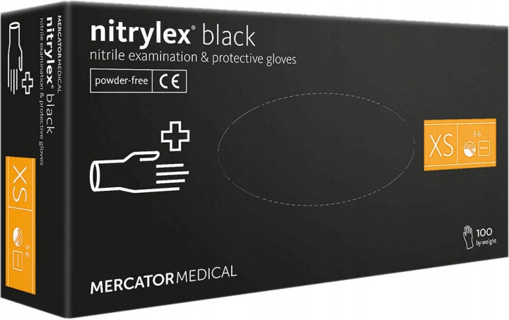 

Rękawiczki nitrylowe bezpudrowe Czarne Xs Nitrylex