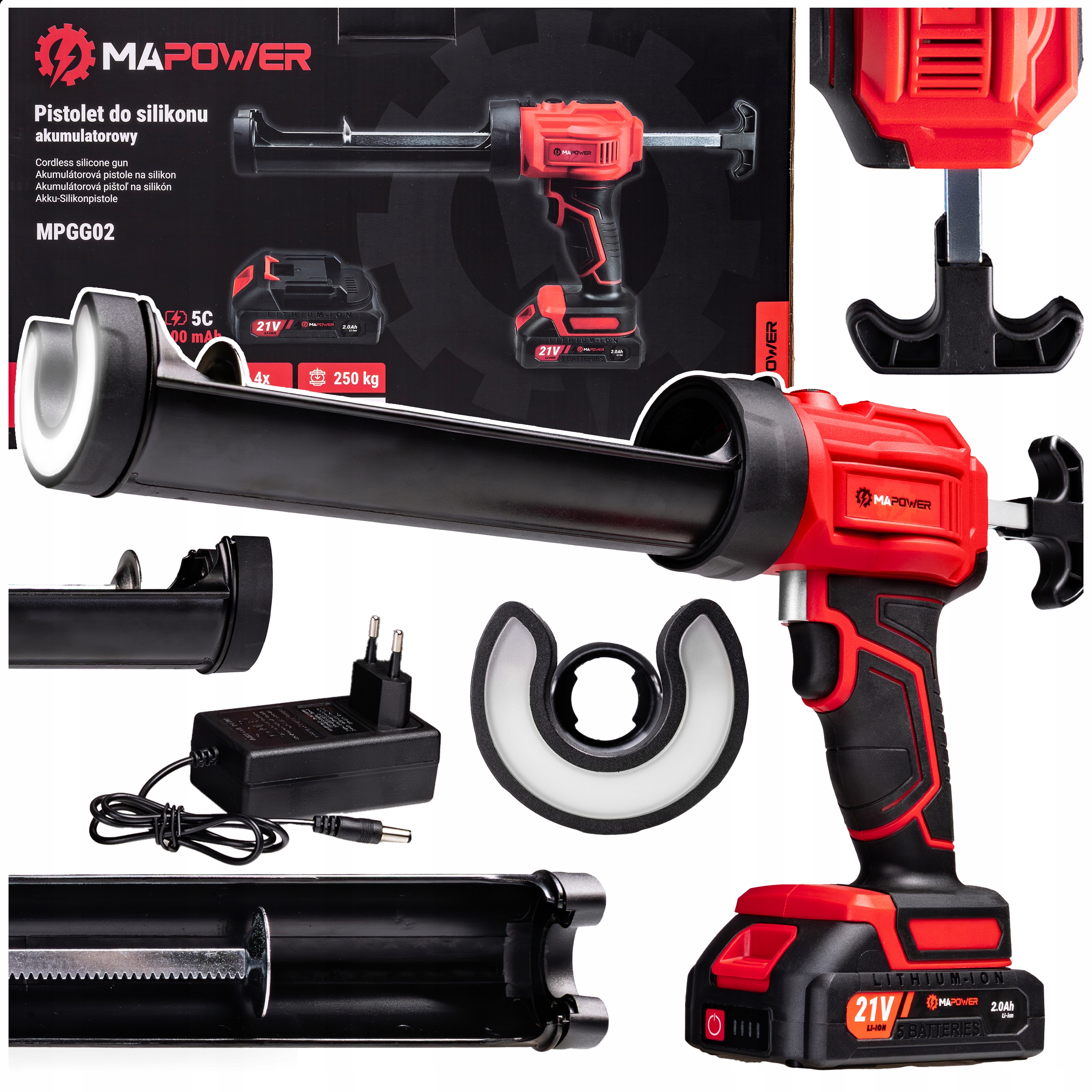 Pistole Na Silikon Akumulátorový Odšťavňovač Lepidla 2.0 Ah Mapower