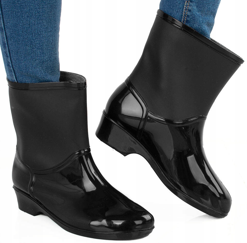 CZARNE KRÓTKIE KALOSZE BOTKI DAMSKIE 37 Marka inna