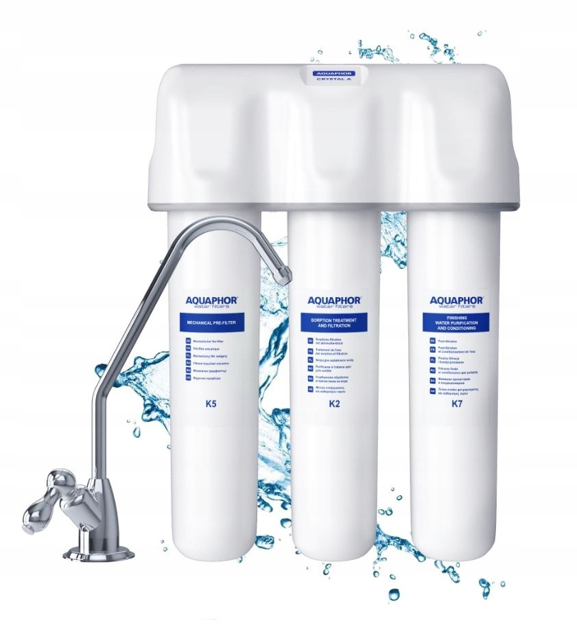 Filtr kuchenny Aquaphor Kryształ A pod zlew, kran, 3 wkłady K5 K2 K7