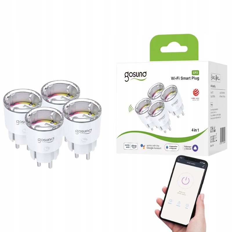 Inteligentní Wifi zásuvka Gosund Ep2, 4 kusy 10a Tuya Smart 2500W 10A