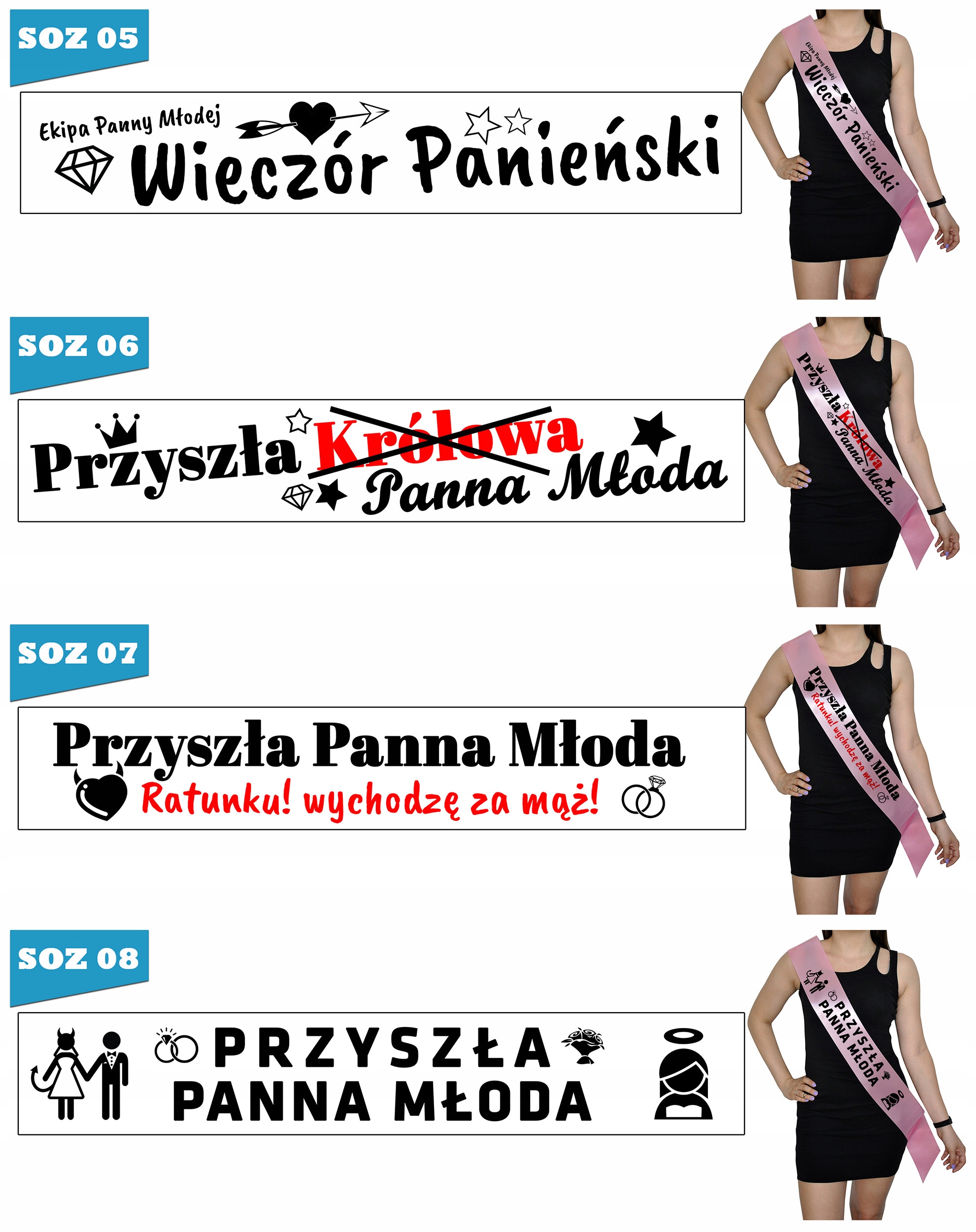 SZARFA ŚLUB PREZENT NA WIECZÓR PANIEŃSKI IMPREZĘ Model różowa