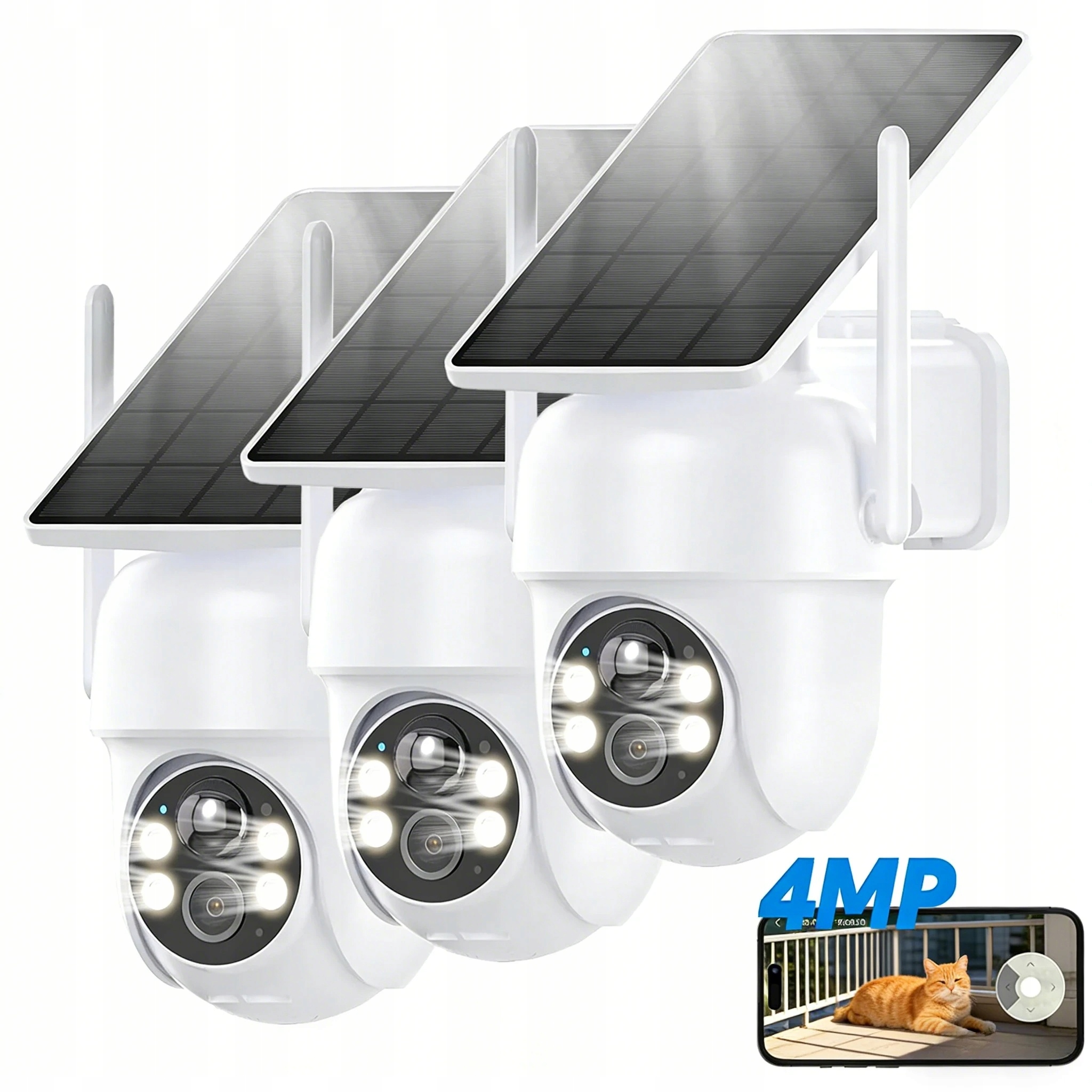 4MPX Solární venkovní bezpečnostní kamera 2K s barevným nočním viděním 360°