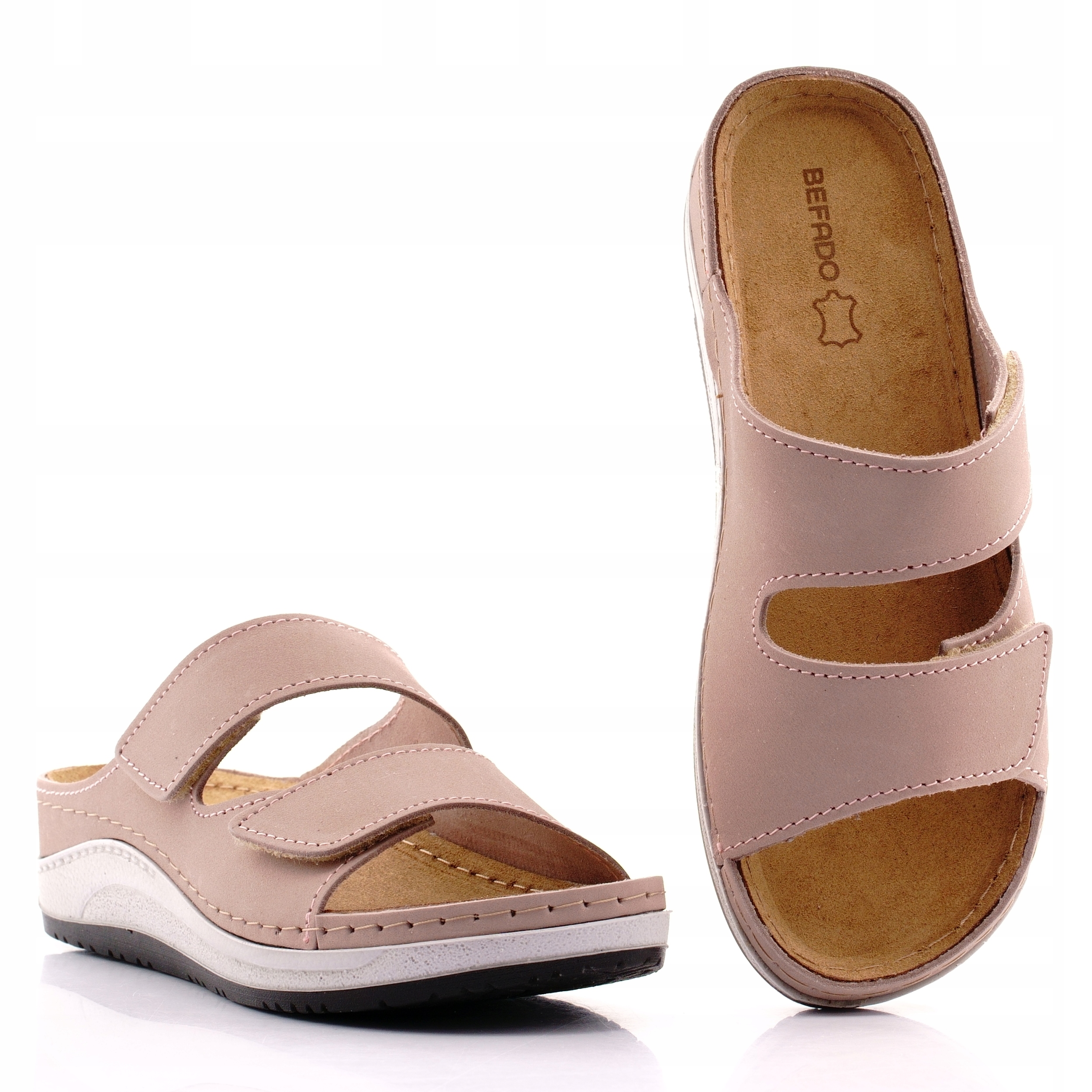 Befado Klapki Skórzane Damskie Buty Letnie Na Koturnie 158BD306 37