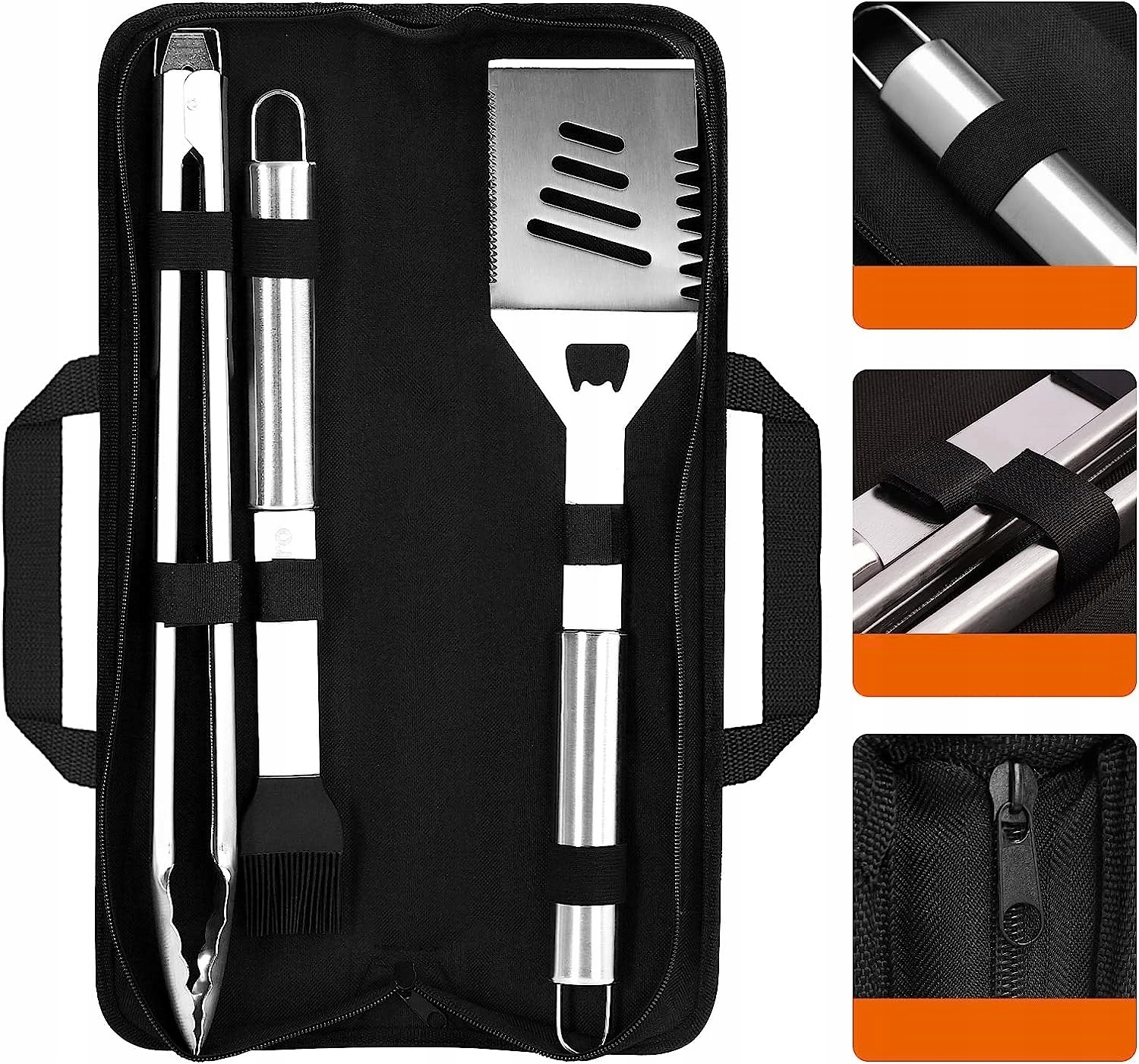 ZESTAW SZTUĆCÓW DO GRILLA AKCESORIA ETUI 3 el Producent bez marki