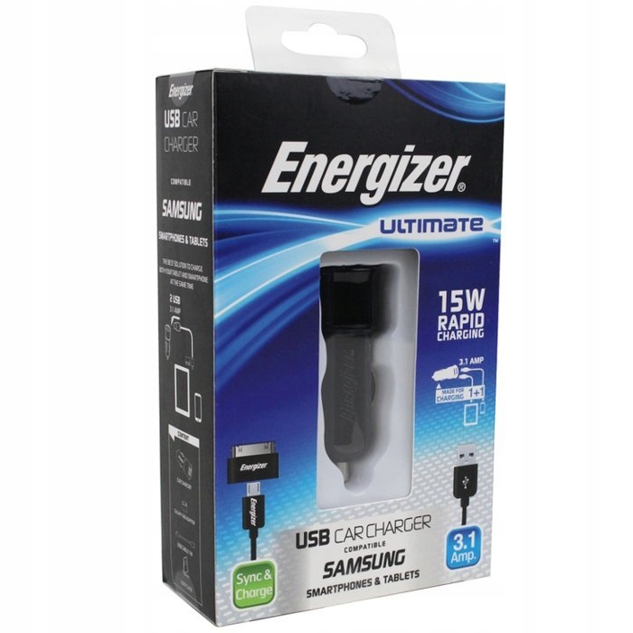 

Ładowarka Samochodowa Energizer 2 Usb 3.1A Samsung