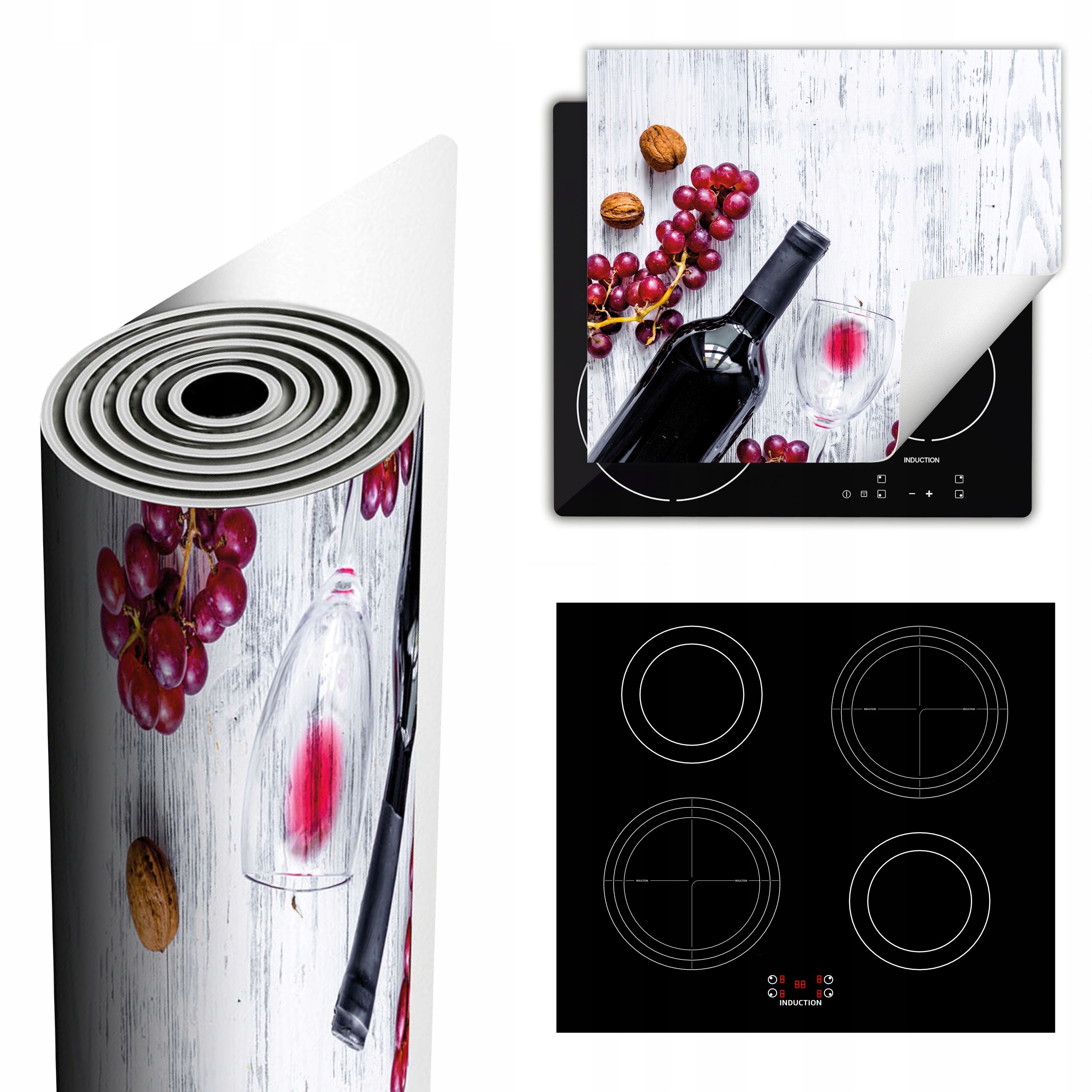 Ochranná Podložka Na Sporák Má Více Místa 60x52 víno bílá dřevo