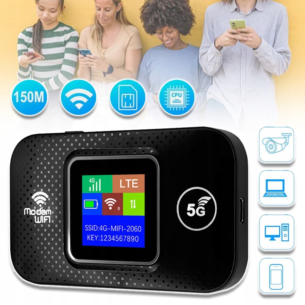 Mobilny router Sim Modem Wifi 4G 5G Lte 150MBPS Obsługa do 10 użytkowników