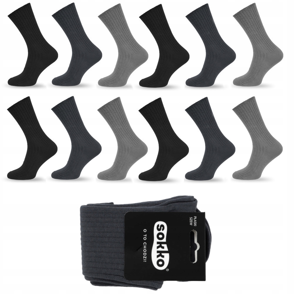 12x Sokko Pánské Ponožky Dlouhé Barevné Bez Tlaku