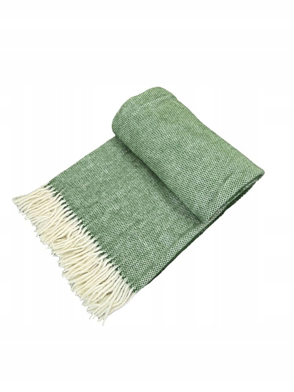 Vlnená deka novozélandská vlna 400 Gsm 155x200 jednotná zelená
