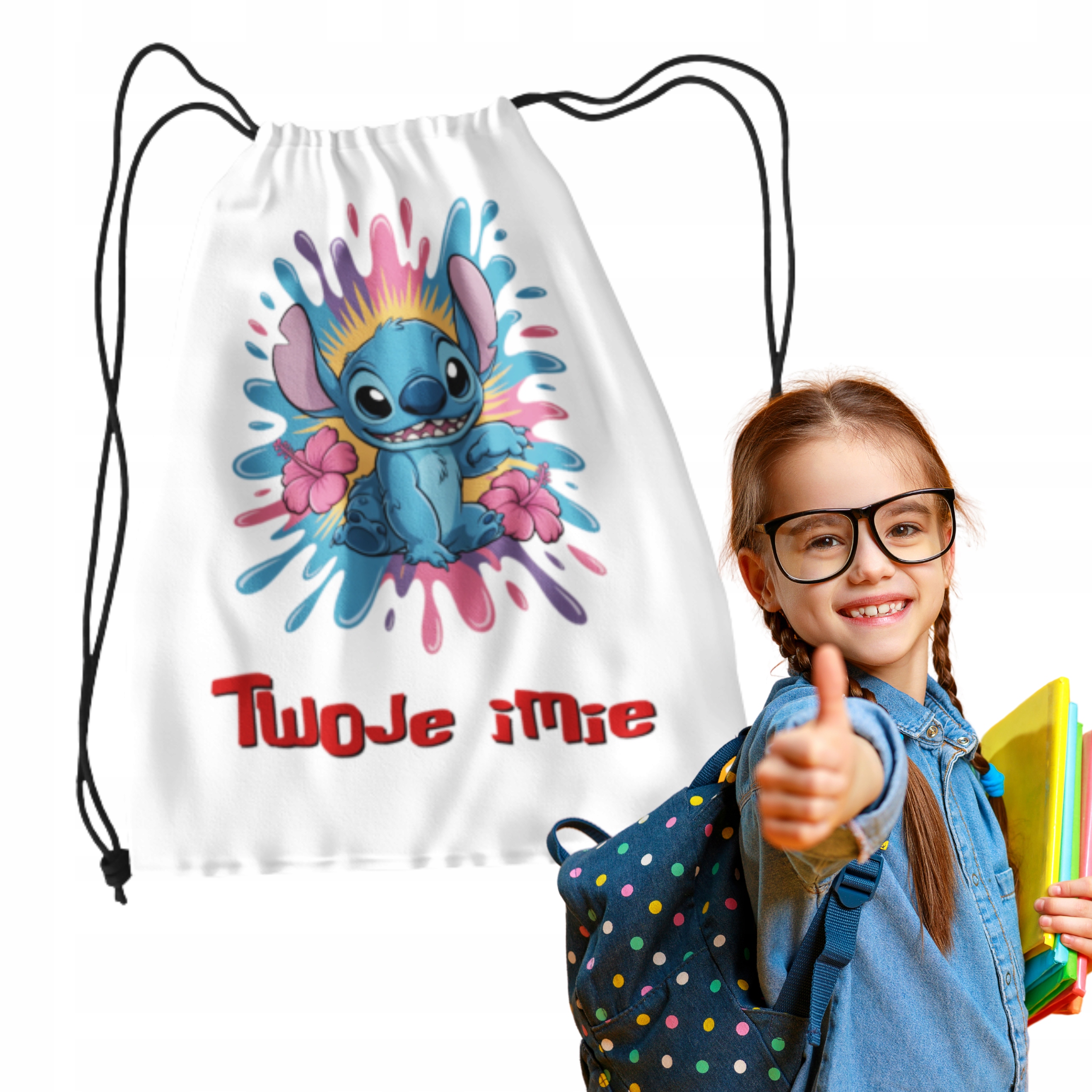 WOREK NA WF BUTY KAPCIE STRÓJ STITCH DO PRZEDSZKOLA SZKOŁY PERSONALIZOWANY