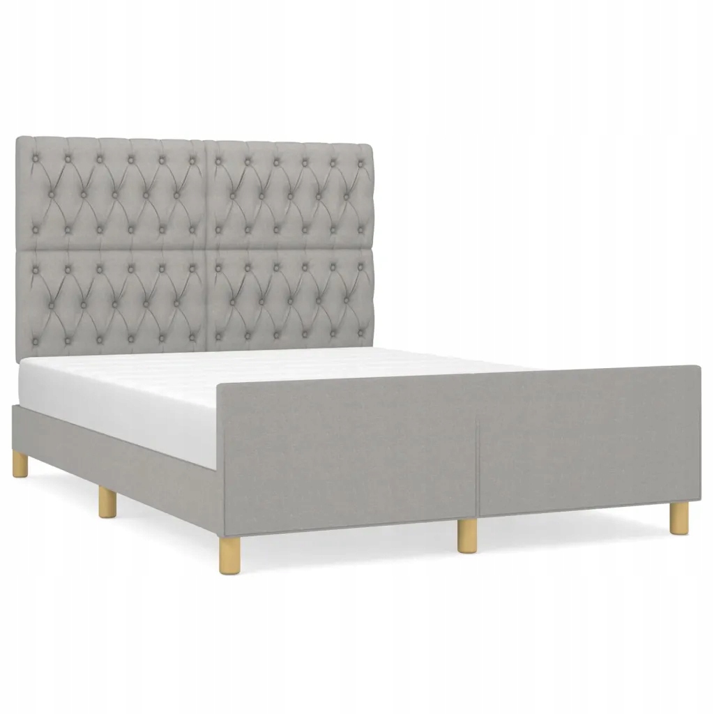 Rám postele s opěrkou hlavy světle šedý 203 x 146 x 118/128 cm