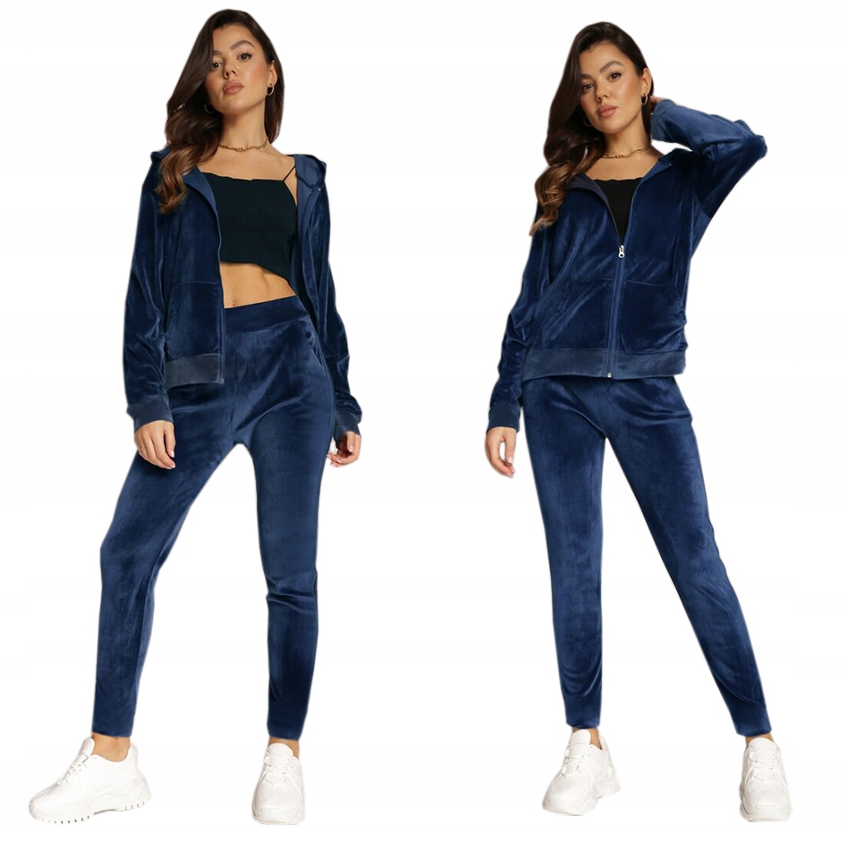 DRES damski ROZPINANY WELUR komplet granat 91 XL Rozmiar XL