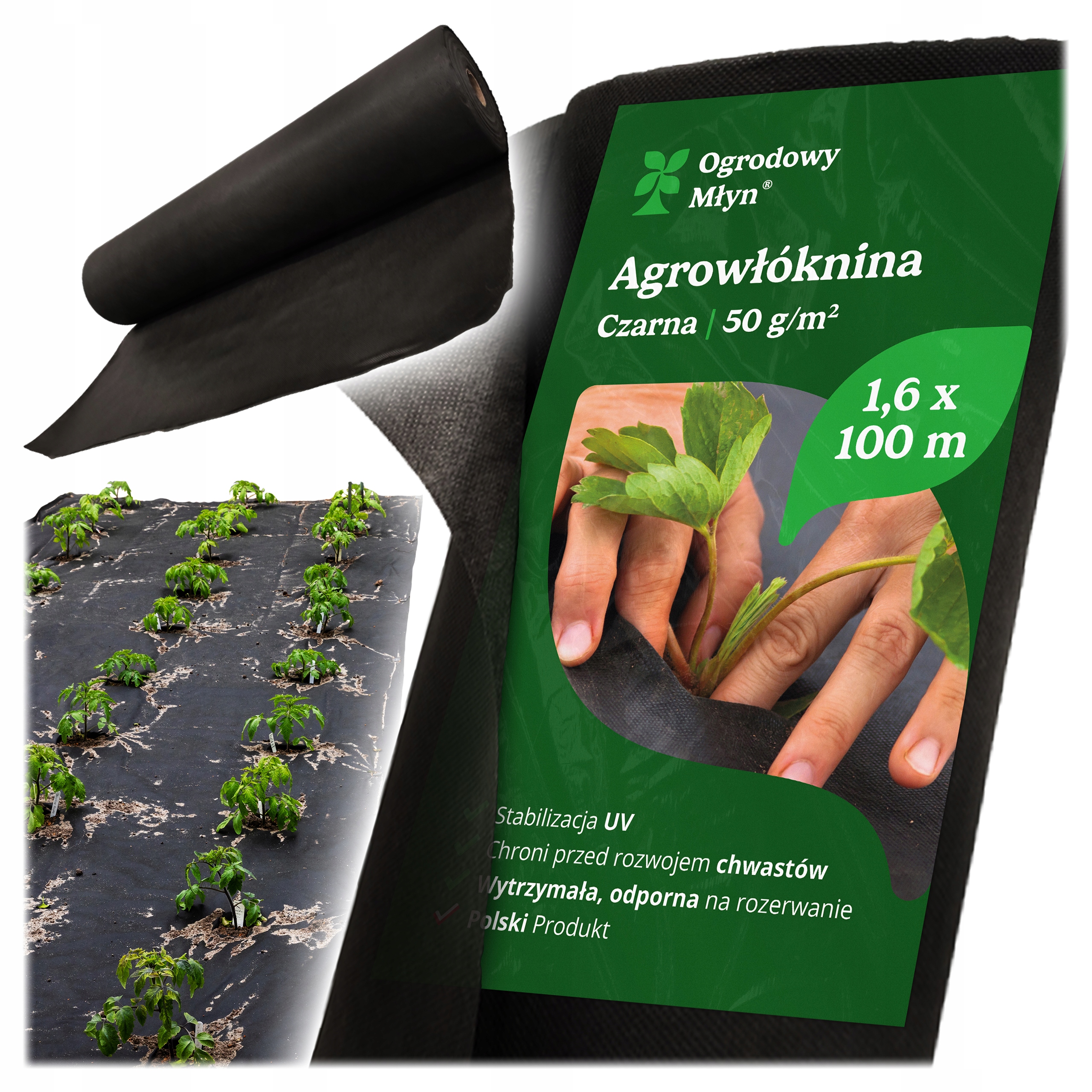Agrowłóknina Włóknina Czarna Ogrodowa Antychwastowa 100mb x 1,6m 50g