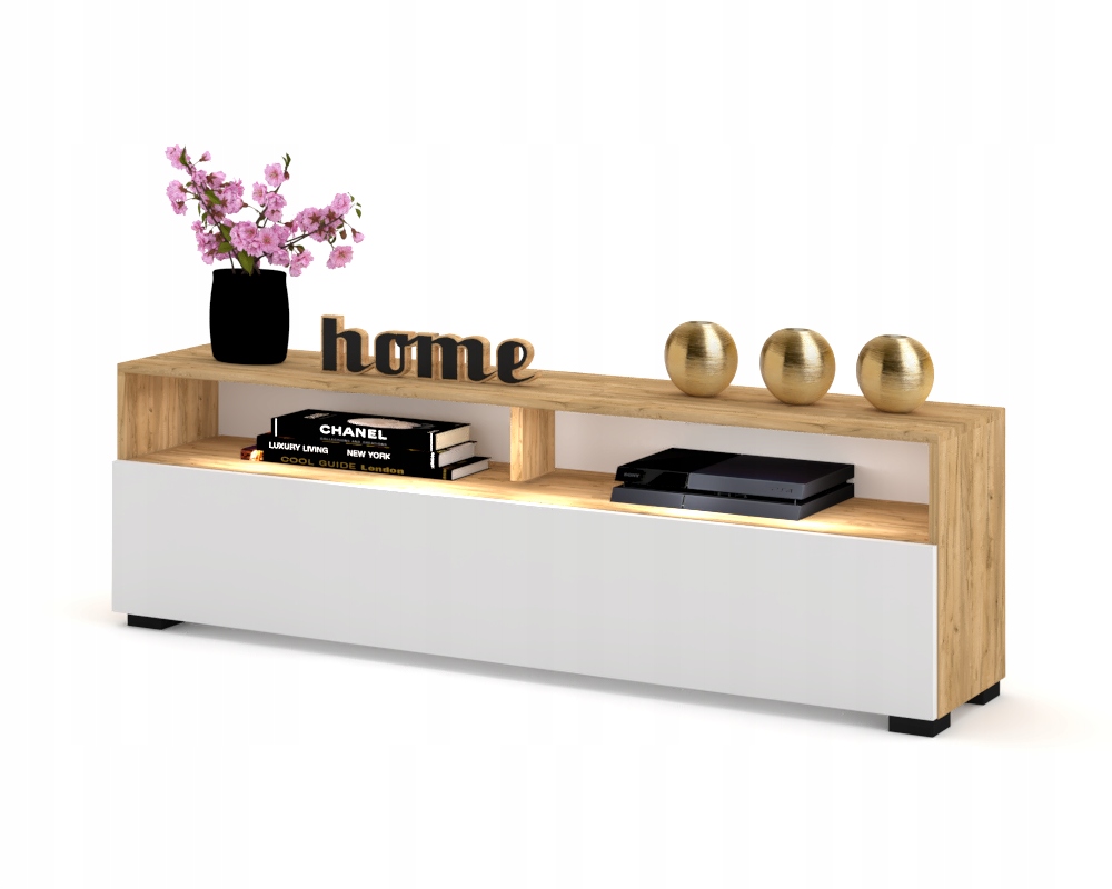 Stojící Rtv skříňka Komoda do obývacího pokoje Play Open Dub Craft Bílý Mat 180 Led