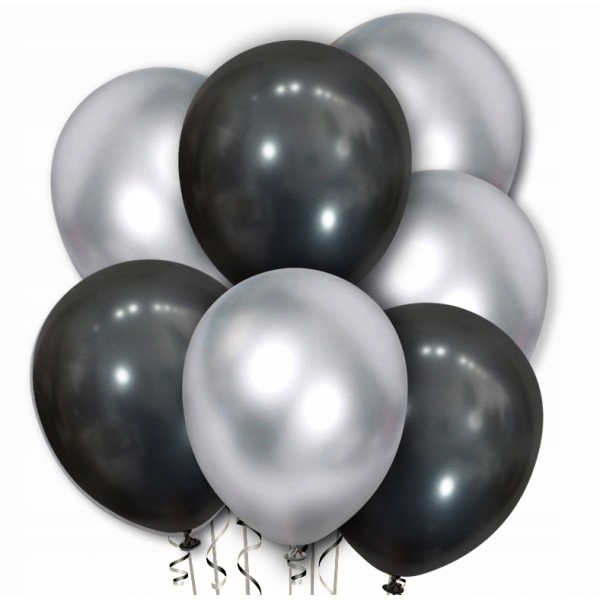 

Zestaw Balony Chromowane Czarne i Srebrne Balony