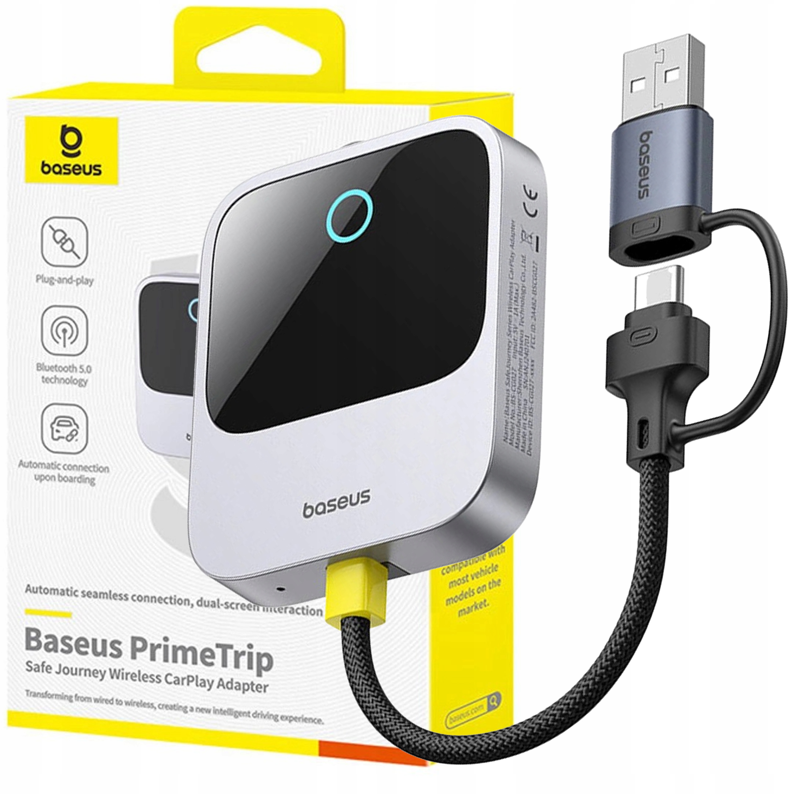 Bezdrôtový Adaptér Pre Apple Carplay Baseus Pre Iphone Ios Usb-c Usb Mini