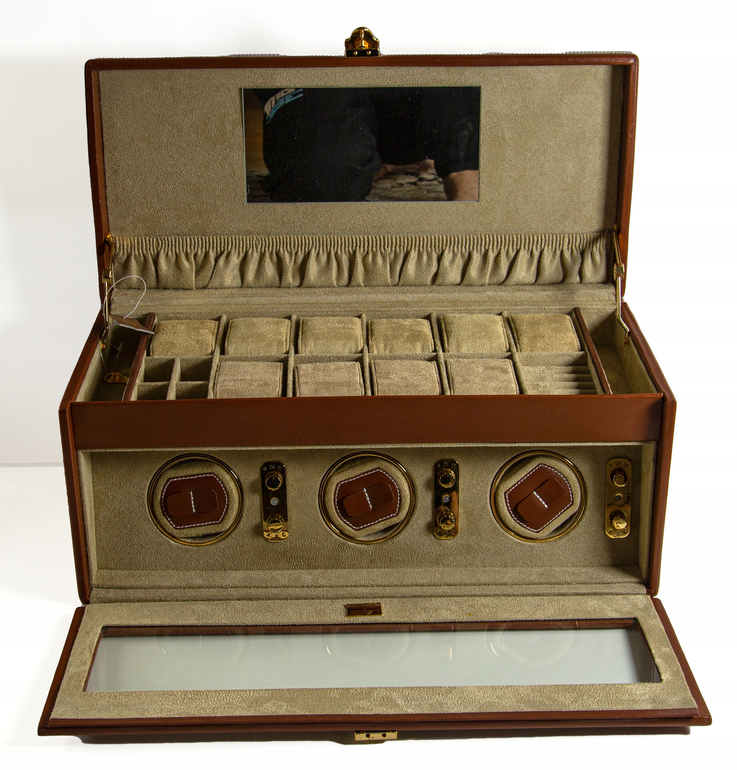 Rotomat na 3 zegarki Cordoba skóra naturalna Super Kolor brązowy