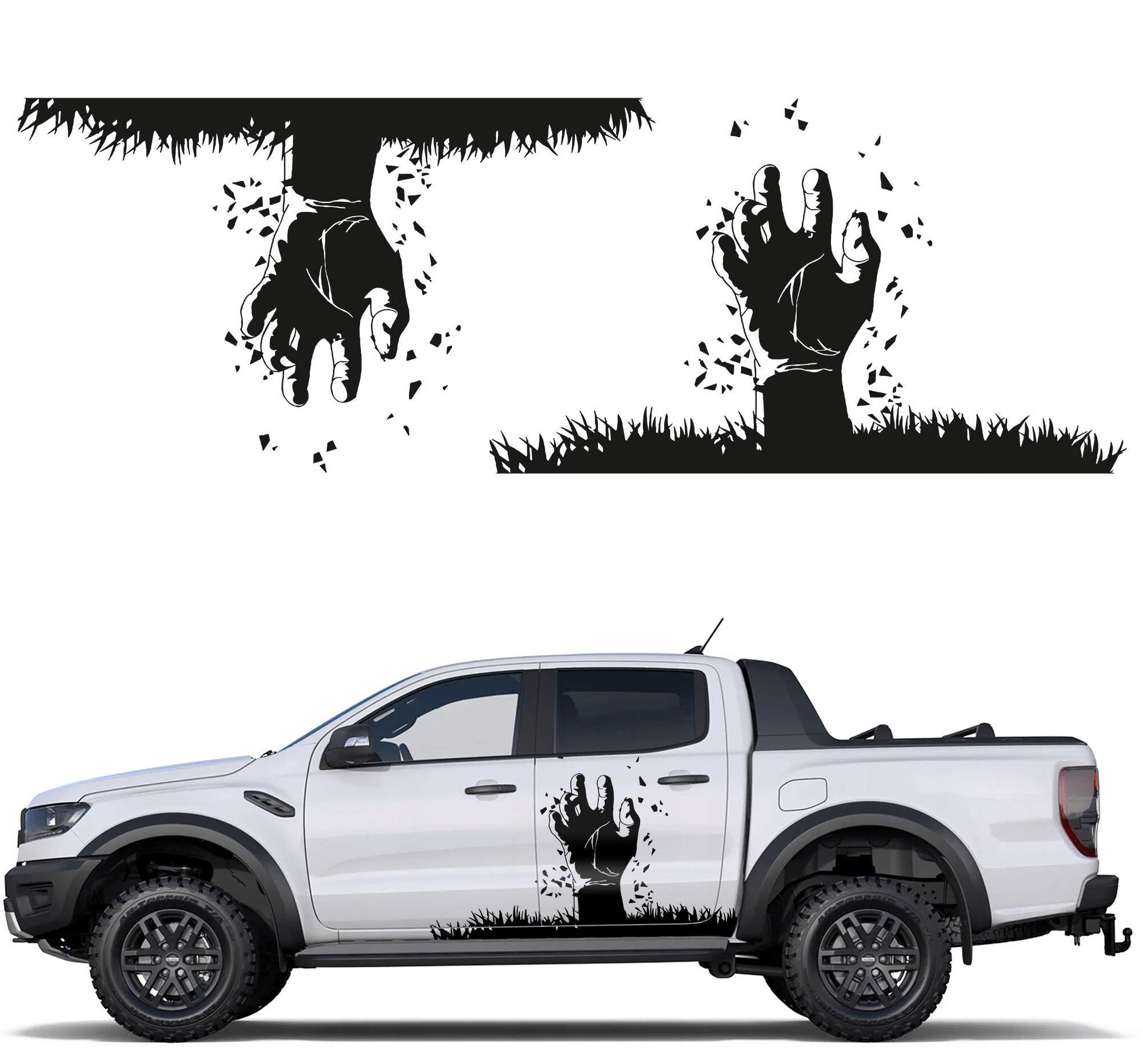 2 x Nálepka Na Auto Zombie Hand 145 x 85 cm