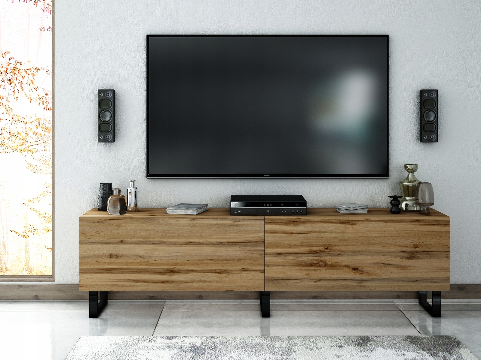 SZAFKA RTV 180 DĄB WOTAN MAT HIT LOFT INDUSTRIAL