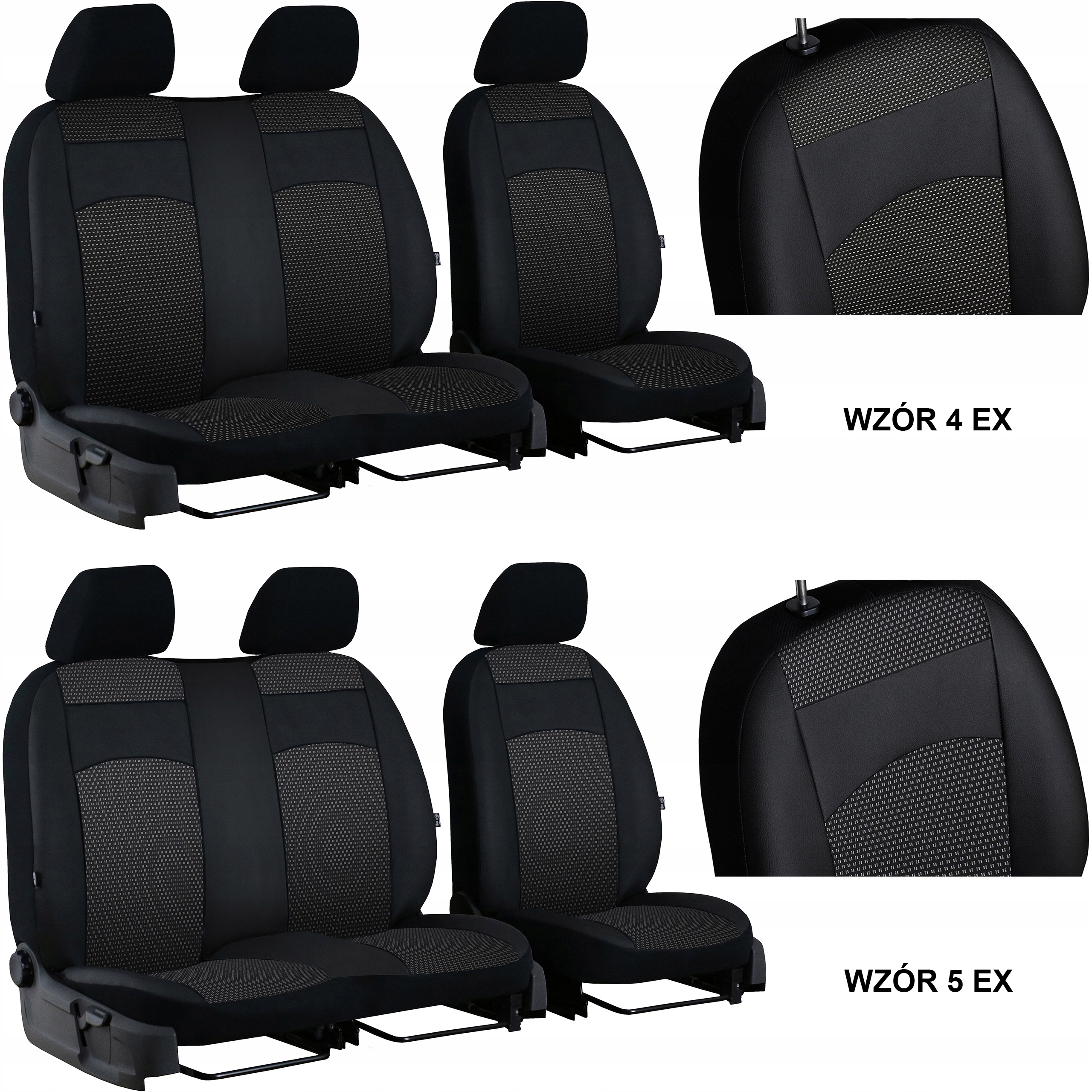 SKÓRA POKROWCE MIAROWE SAMOCHODOWE NA FOTELE DO RENAULT KANGOO III 2+1 Model Royal