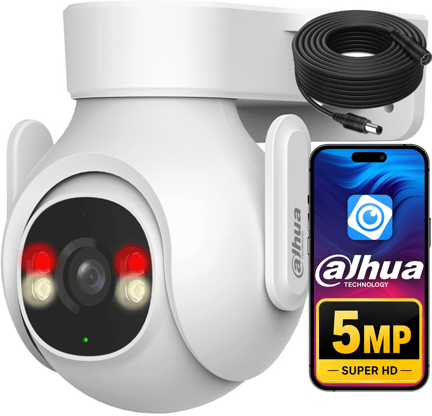 WiFi kamera Dahua 5Mpx 3K P5B-PV Otočná Dual Light Autotracking 10 m kabelu