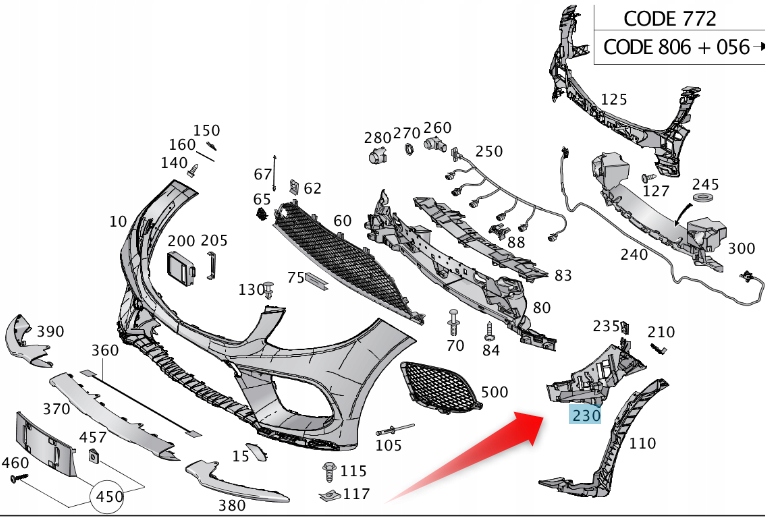 Rámeček Lampy Mercedes Gl A1666205701 Levý