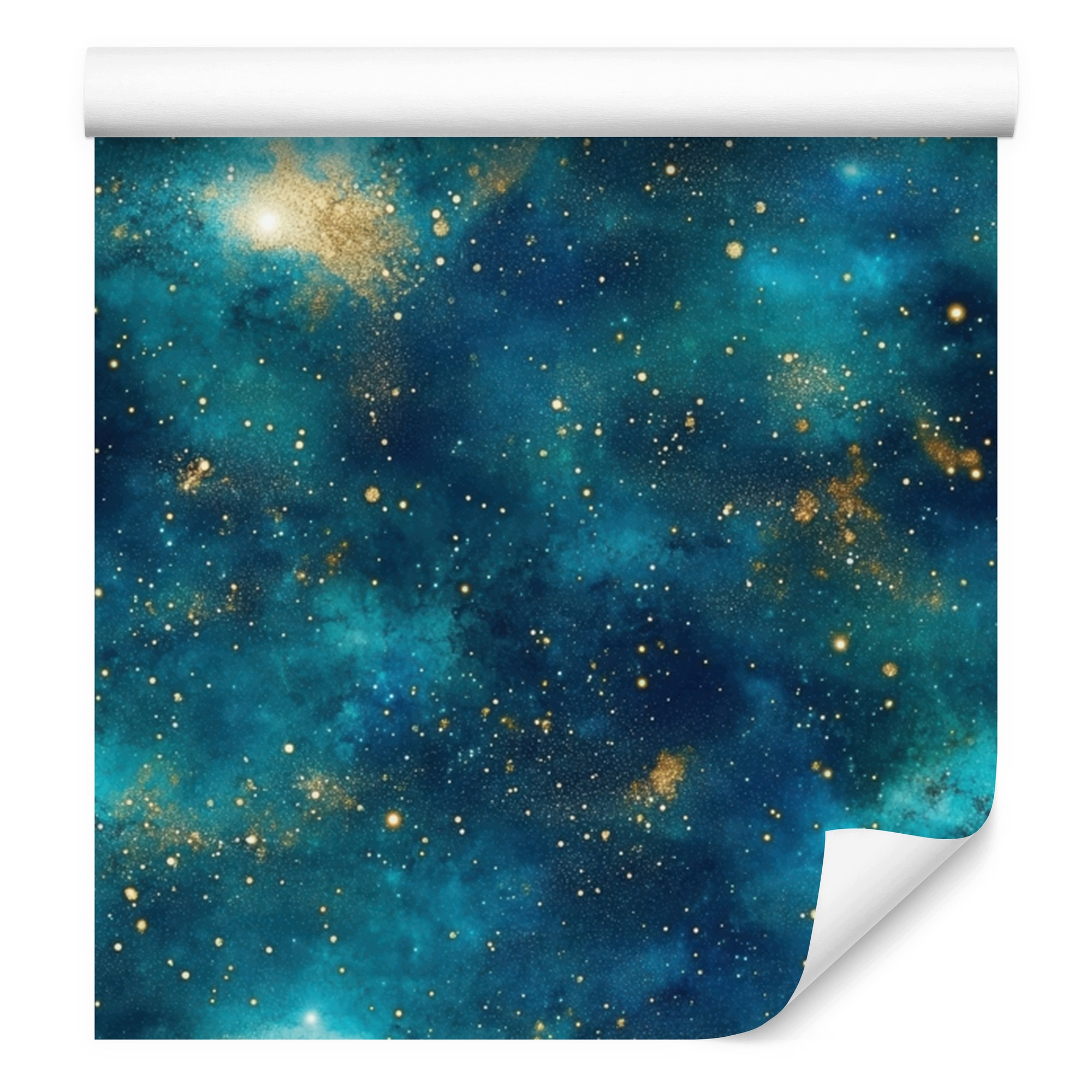 Akvarijní tapeta tyrkysová a granátová galaxie do obývacího pokoje a ložnice 50x1000