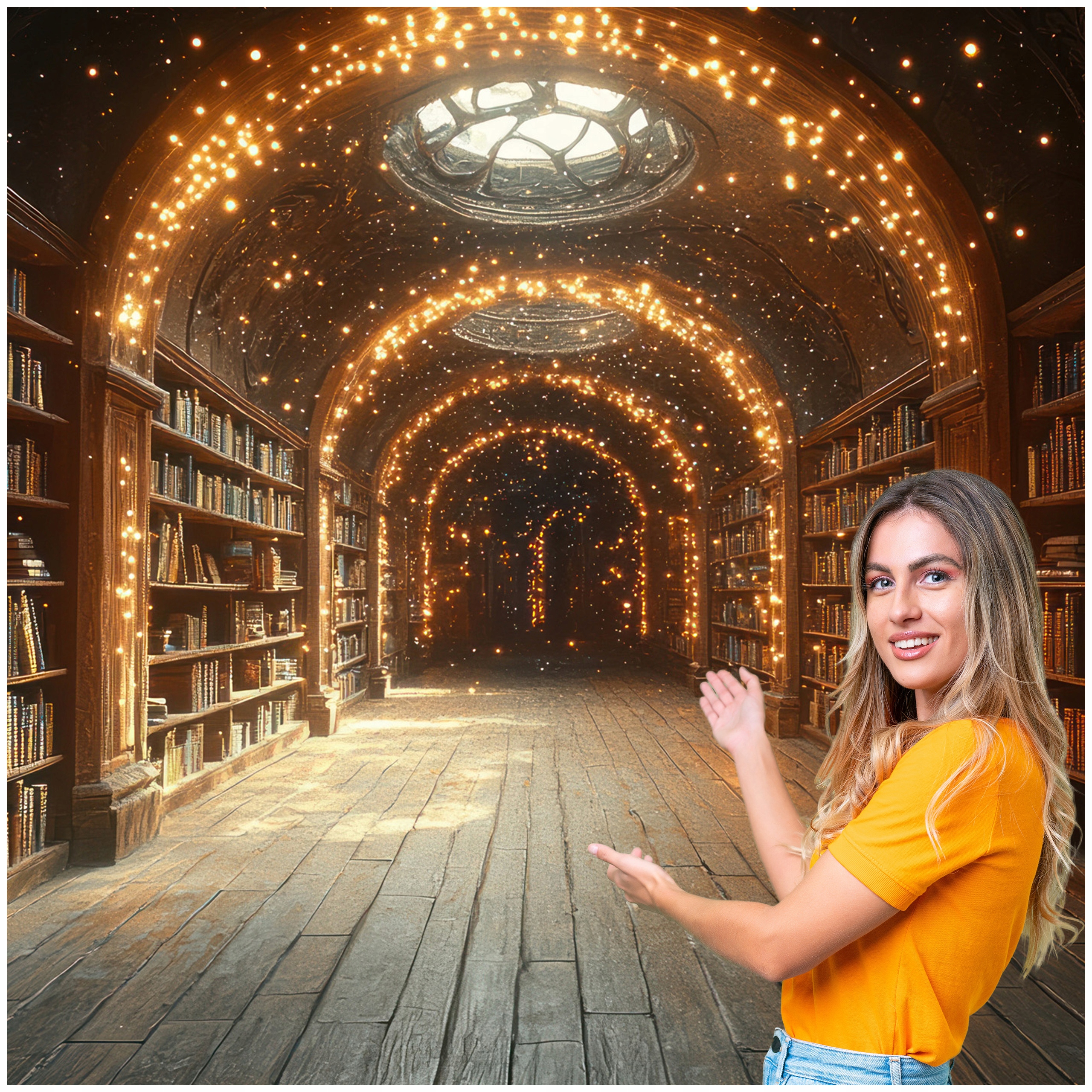 Fototapeta 3D Tunel Chodba Knihovna Knihy 392x260 TUN26F