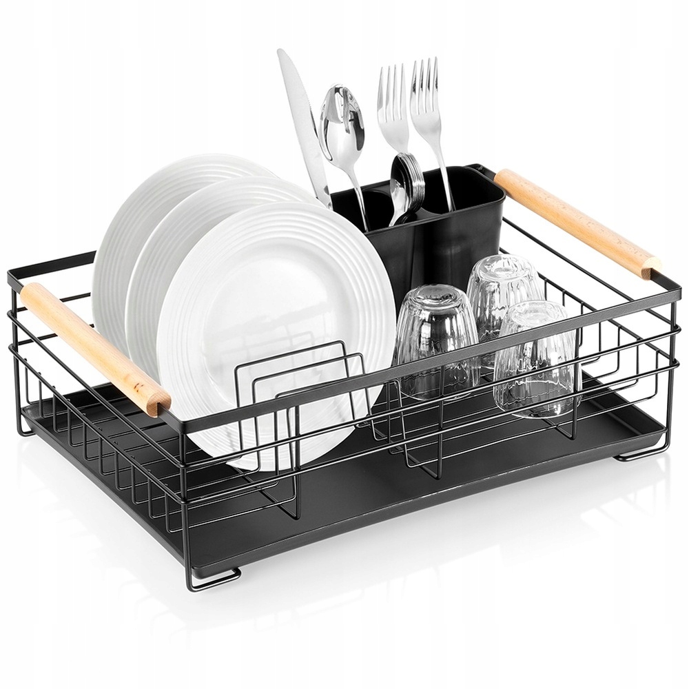 Levně Sušák na nádobí černý 43x28,5x14,5 cm