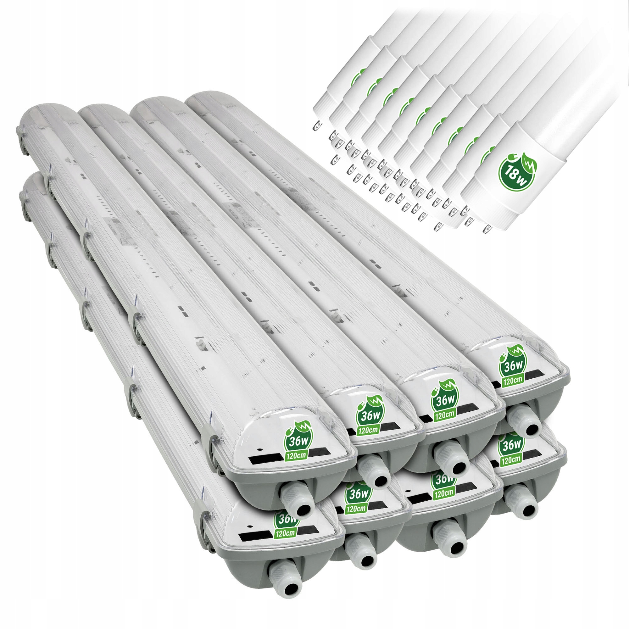 

8x Oprawa Hermetyczna Led Blacha 120cm+16x G13 18W