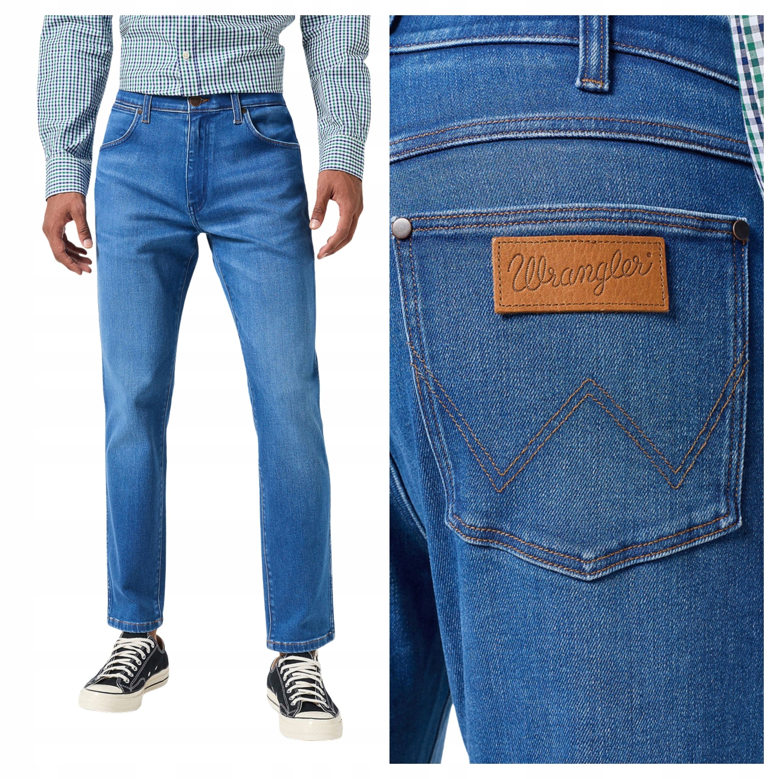 Pánské džíny Wrangler Larston Slim Tapered Modré Stretch W30 L34