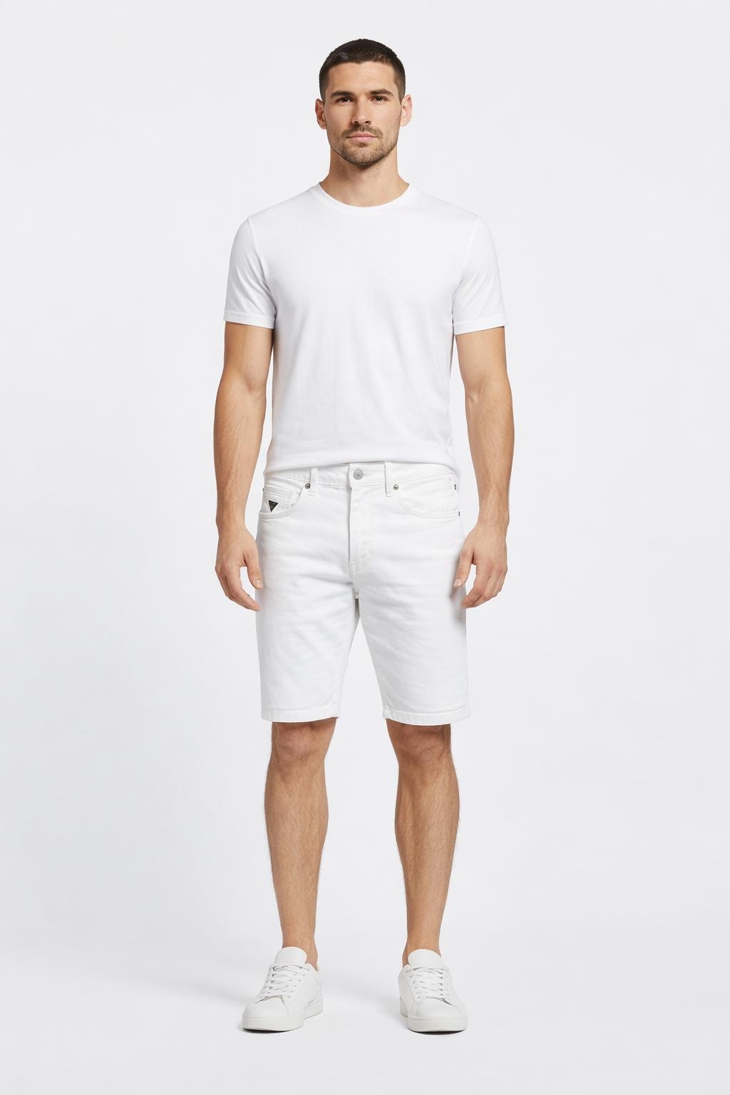 Guess Bílé Pánské Džínové Kraťasy S Kamínky Před Koleno 29 Gga