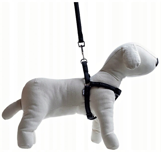 

Smycz+szelki Soft Style Happet Black Odblask L 2cm