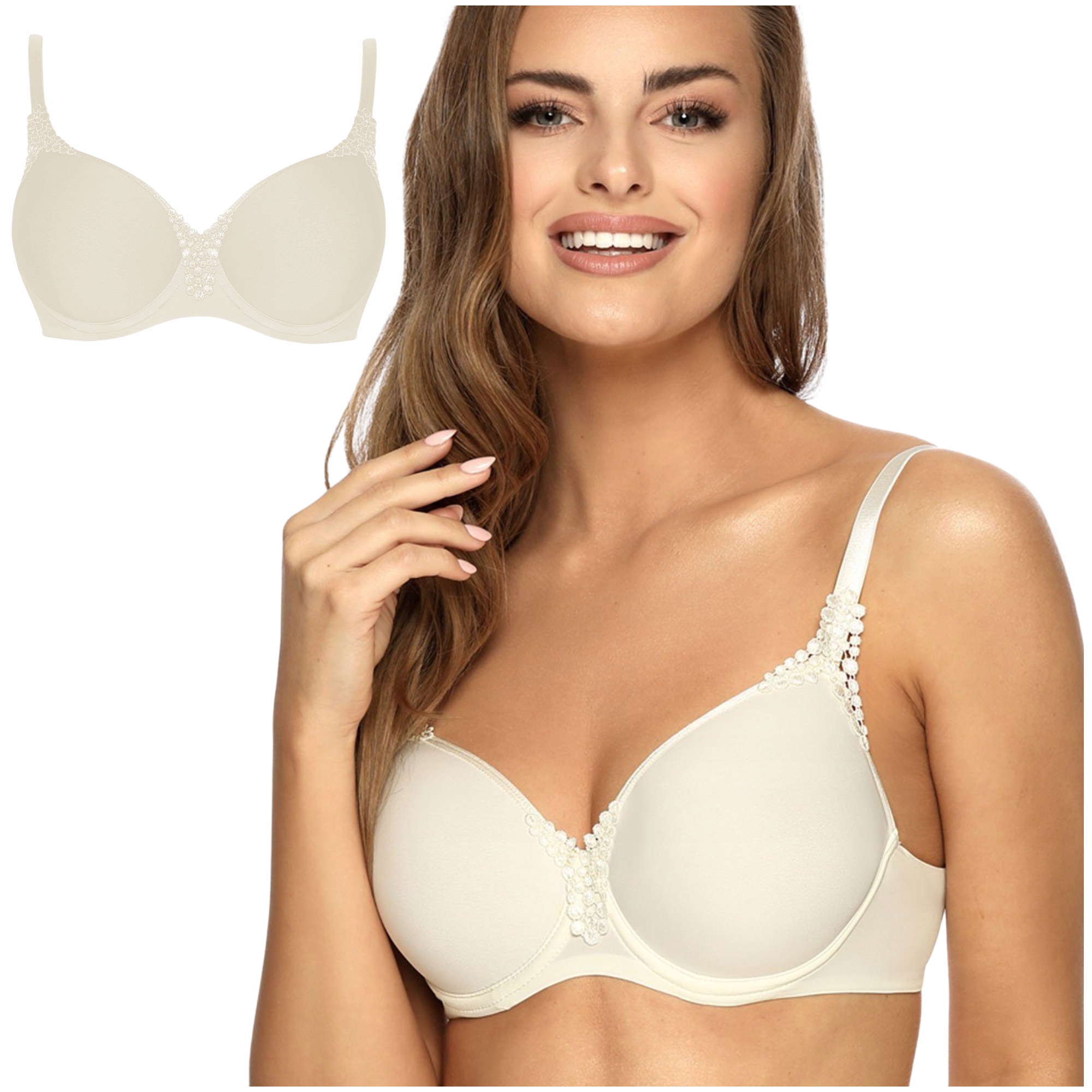 Podprsenka Viania Carola hladké vyztužené tričko bra Spacer Ecru 70D