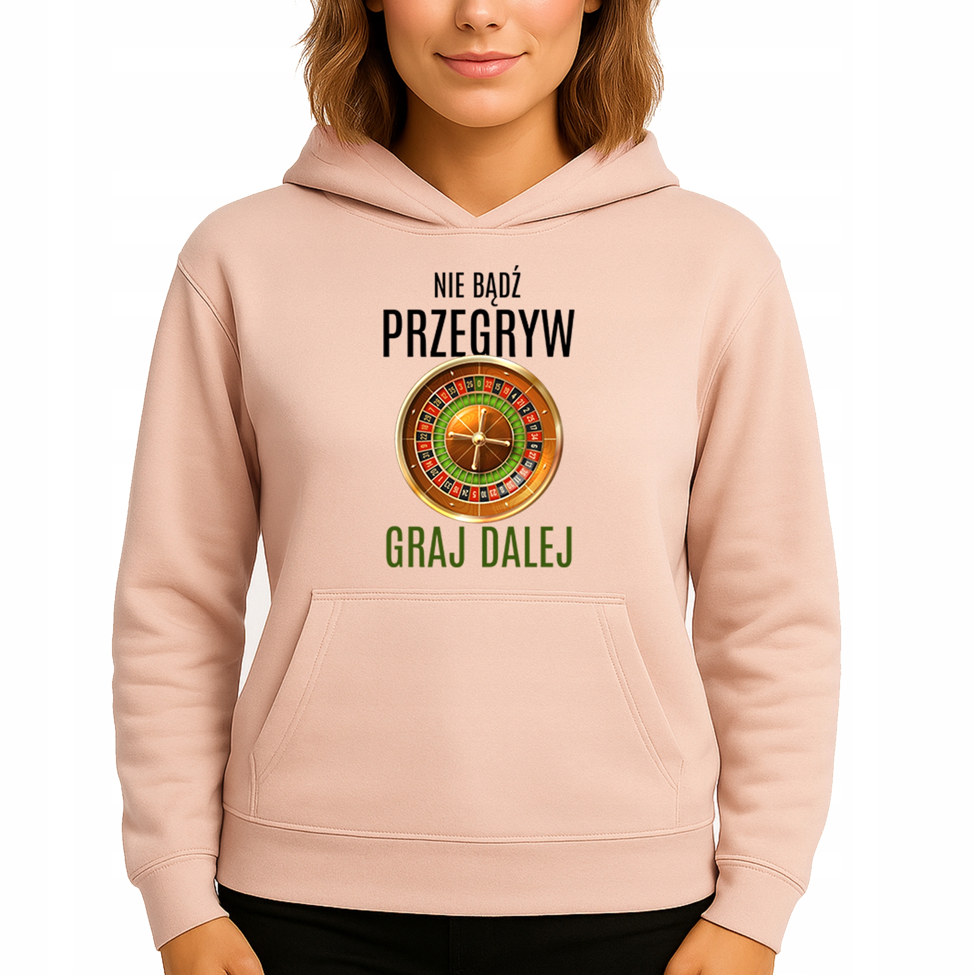 Mikina S Kapucí Broskvová bavlněná mikina Nebuď průsvitná Vel S