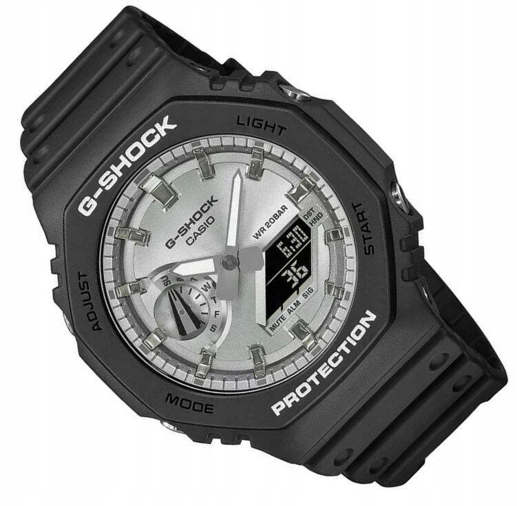 Sportovní Černé Stříbrné Vodotěsné Hodinky Casio G-shock GA-2100SB -1AER