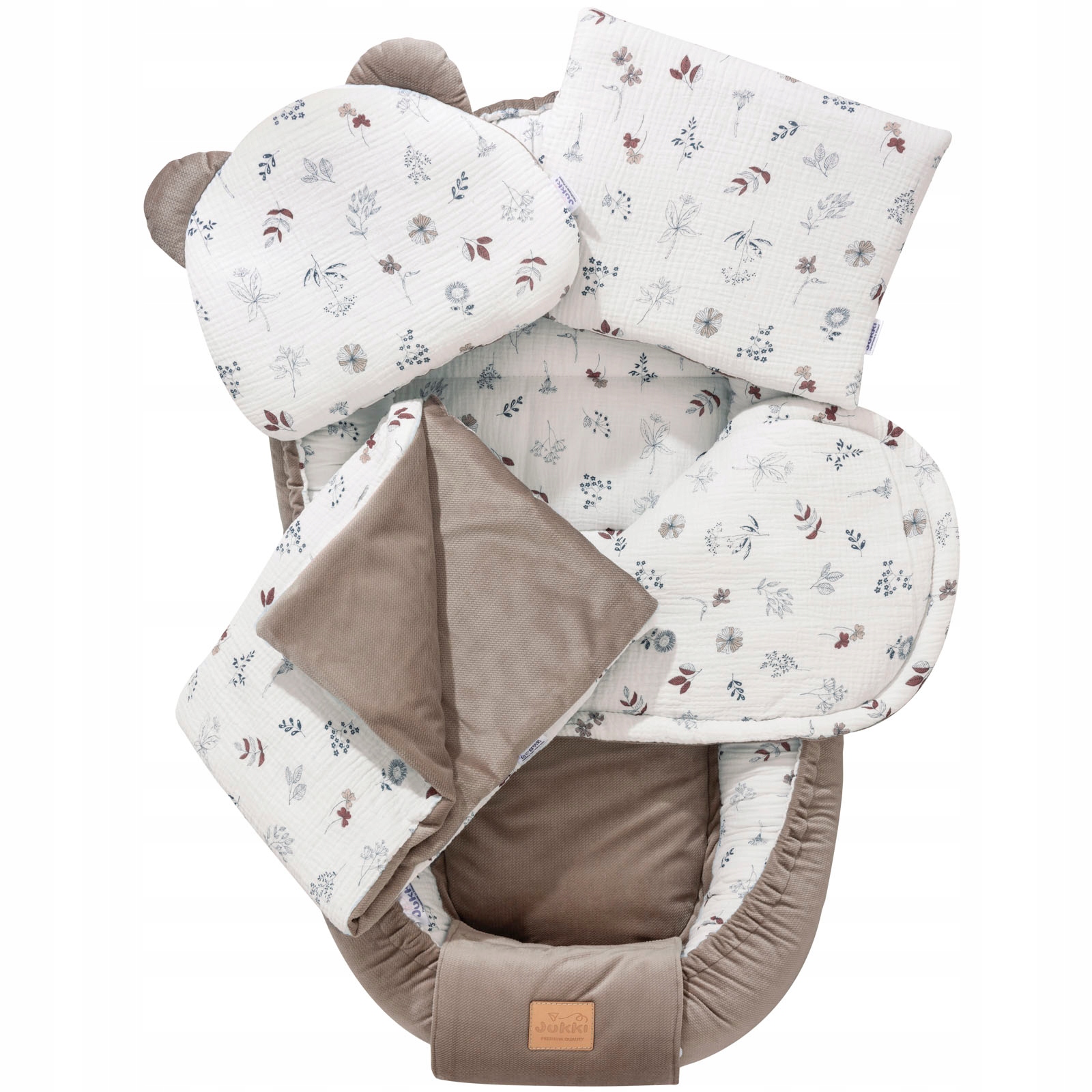 Zestaw Niemowlęcy 5w1 Kokon Muślin Bawełna Velvet Dwustronny Jukki Comfort