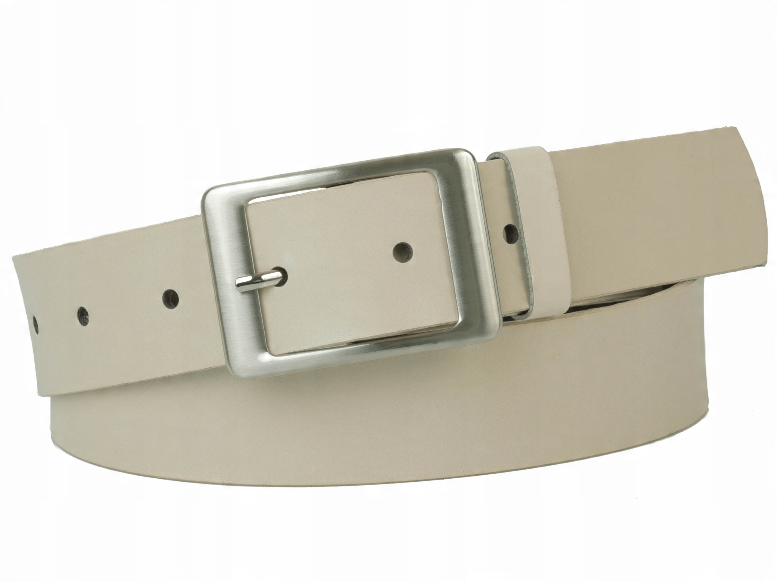 

Damski Skórzany pasek 4cm Kremowy |75obw