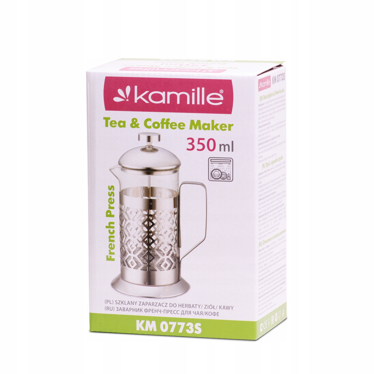 Szklany ZAPARZACZ do HERBATY KAWY 350 ml KAMILLE Pojemność 350 ml