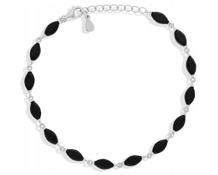 Stříbrný dámský náramek Černé Zirkony Diamantové ryzost 925